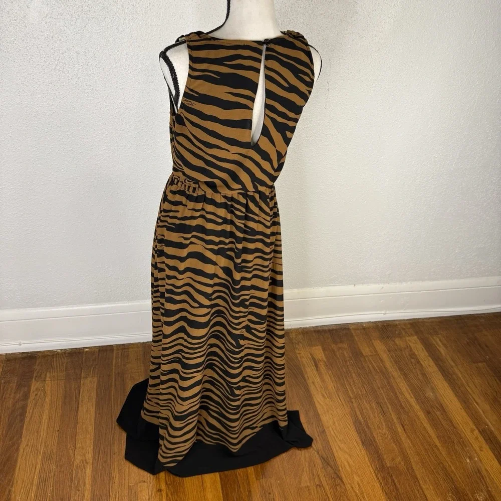 Michael Kors Women's Tiger Strip Summer Dress Size Xs Black Brown‎